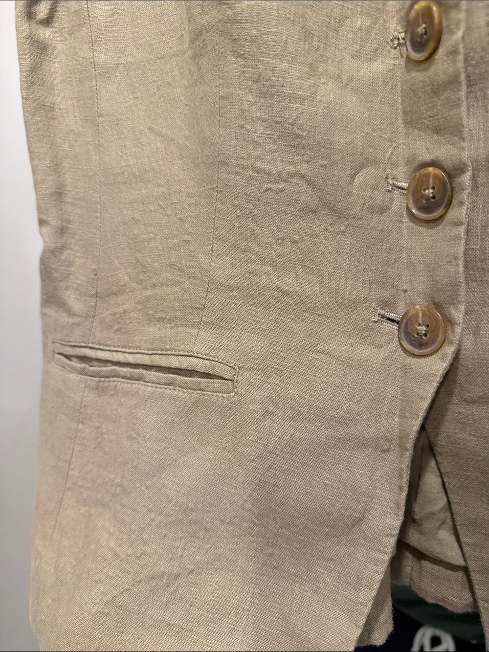 J. Crew Sleeveless Linen Blend Button Vest in Khaki green - Picture 4 of 8